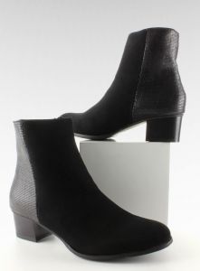 Smukłe botki na szerokim obcasie ABL-08 BLACK