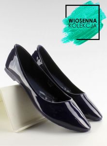 Gładkie lakierowane balerinki C30 Navy