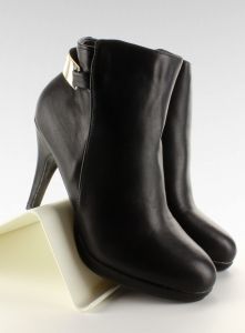 Botki damskie z elegancką blaszką XL-12 Czarny