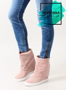 Ażurowe casadejki wywijana cholewka R5060-6 Pink