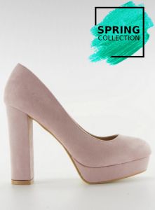 Czółenka na słupku i platformie 6086 PINK
