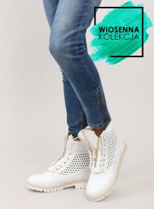 Ażurowe balmanki złoty suwak R103 White