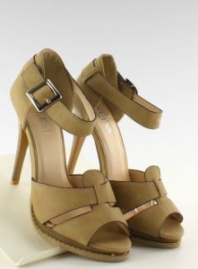 Sandałlki na szpilce 9505 khaki
