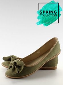 Zamszowe balerinki z kokardką SK26 Green