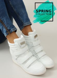 Licowe sneakersy high top JT35 WHITE