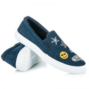 JEANSOWE SLIPONY Z NASZYWKAMI