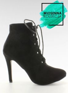 Sznurowane botki na obcasie H253 Black