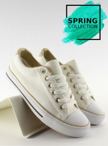 Trampki damskie ze złotym wykończeniem 6-29 WHITE GOLD