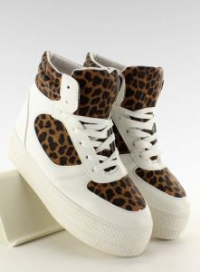 Sneakers podwójna podeszwa LBS1231 białe-leopa
