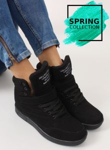 Zamszowe sneakersy Liluu XW33268 BLACK SUEDE