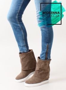Ażurowe casadejki wywijana cholewka R5060-6 Dark Green