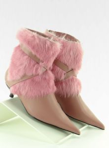Eleganckie botki z futerkiem 8801 Różowe