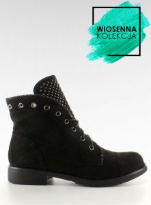 Zamszowe botki z ukośną cholewką JH296 Black