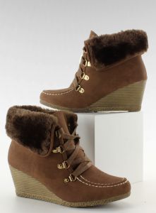 Botki sznurowane ocieplane EL-384 KHAKI