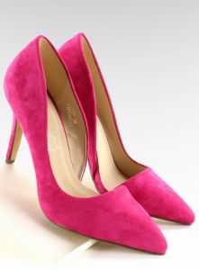 Asymetryczne szpilki zamsz C27 Fuchsia