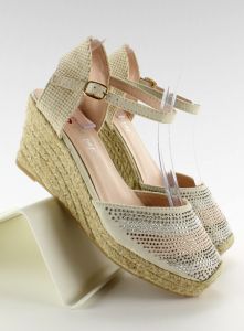 Espadryle na koturnie zdobione noski LL-35 Beżowy