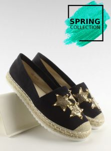 Płócienne espadryle z ćwiekami CV-353 Black