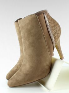 Eleganckie botki na szpilce F258 Khaki