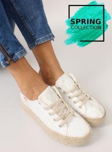 Trampki espadryle delikatny wzór K1620103 BLANCO