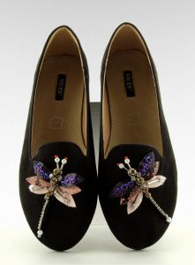 Zamszowe lordsy z ważką 7121 BLACK II-GAT