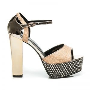 WĘŻOWE SANDAŁY BLOCK HEELS