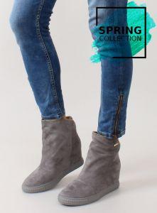 Zamszowe sneakersy ukryty koturn 1133 D. Grey