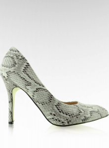 Klasyczne szpilki złota podeszwa 200-106-1 szare-snake