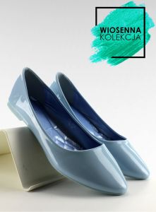 Gładkie lakierowane balerinki C30 Blue