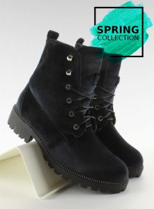 Aksamitne botki workery 04-07 BLACK