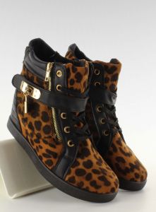 Sneakers na ukrytym koturnie HY1669 leopard