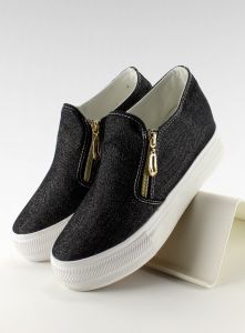 Slip-on jeansowe na koturnie NG621 Black