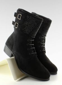 Zgrabne zamszowe glany ZW16279A  BLACK