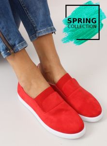 Zamszowe slipony z guma BL91P RED