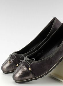 Zamszowe balerinki metaliczne noski L-1036 Grey