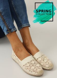 Koronkowe espadryle MB-6353 BEIGE
