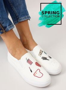 Trampki slip-on z haftami NB102P White